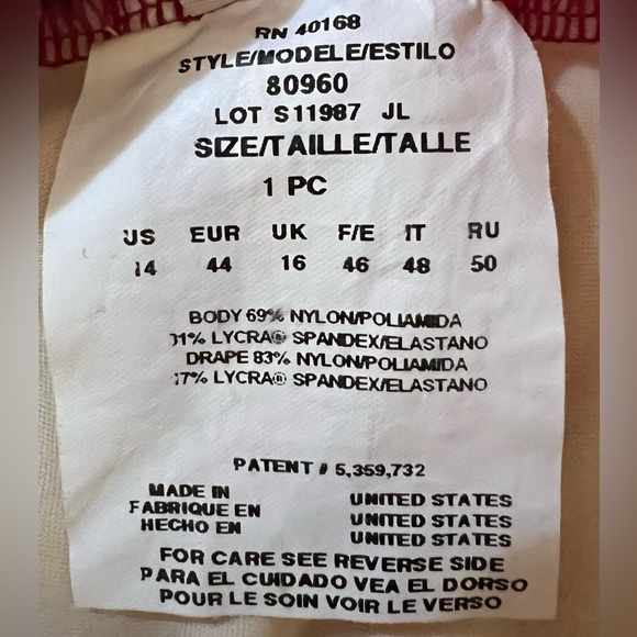 Miraclesuit Rialto One Piece Swimsuit Sweetheart Shirred Fuchsia Womens 14 - Picture 6 of 7